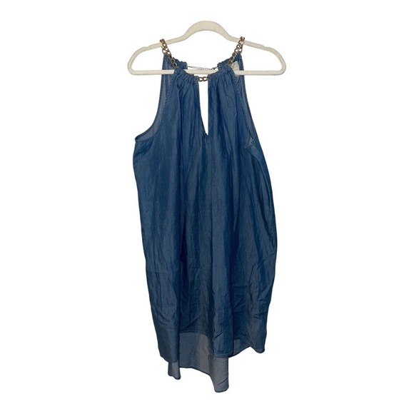 Michael Kors Womens Denim Blue Halter Hi-Lo Dress, Large - Picture 2 of 8
